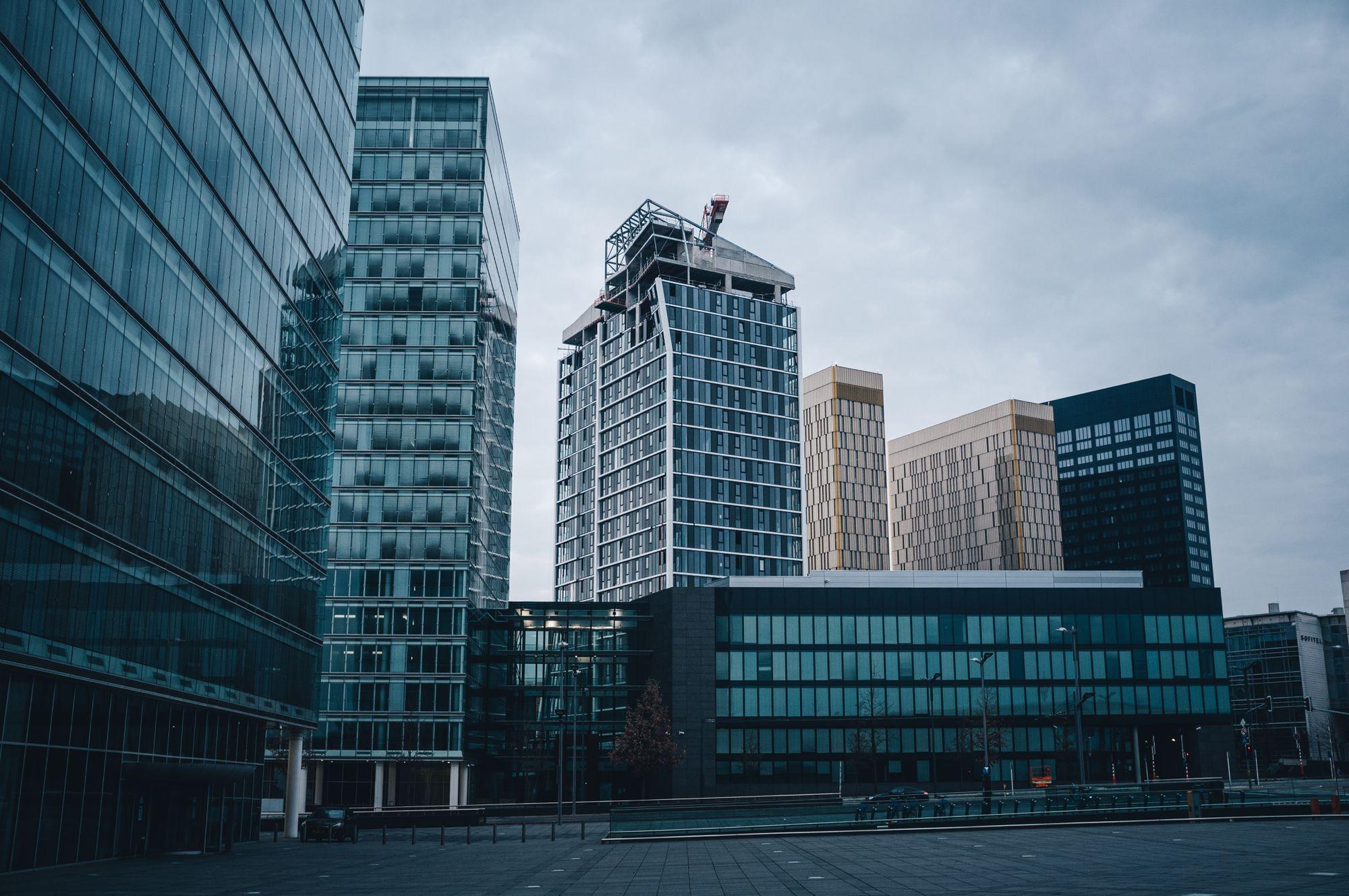 Modern business district in Luxembourg at dusk. The setting for CIMA Advisory's market-entry work.